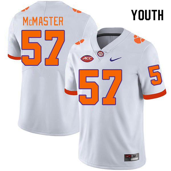 Youth Clemson Tigers Chandler McMaster #57 College White NCAA Authentic Football Stitched Jersey 23SN30BR